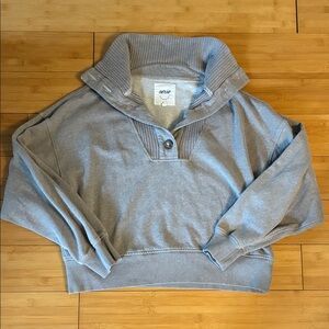 aerie Heather Gray Funnel Collar Pullover Sweatshirt